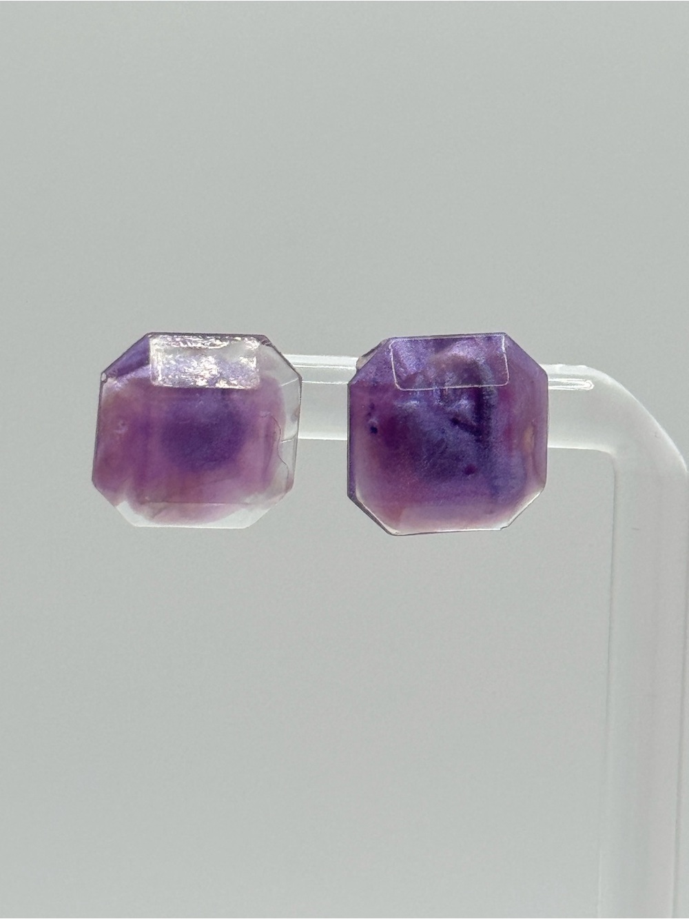 Translucent Shimmery Violet Stud Earrings - Elegant Womenโs Jewelry